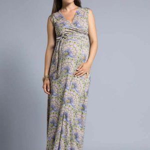 Leota Boho Maxi Dress Lilac Yellow Pastel Flowers and Peacocks Size XS *Easter*